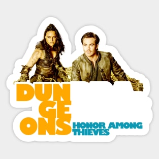 Dungeons & Dragons: Honor Among Thieves 2023 movies  Chris Pine as Edgin and Michelle Rodriguez as Holga fan works graphic design by ironpaette Sticker